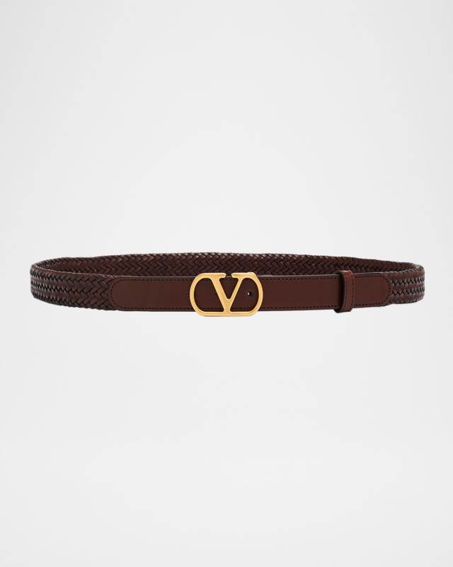 VLogo Signature Braided Leather Belt, 2